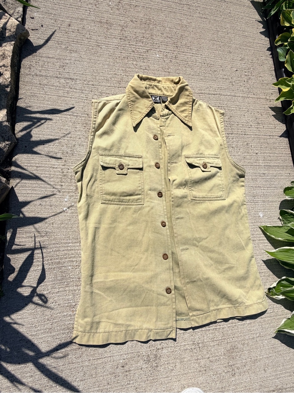 Vintage SEARS “hands off” tan vest size S made I. Hong Kong quality - Picture 4 of 16